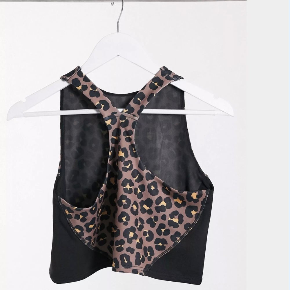 cheetah print longline sports bra / crop (intimates listing)
